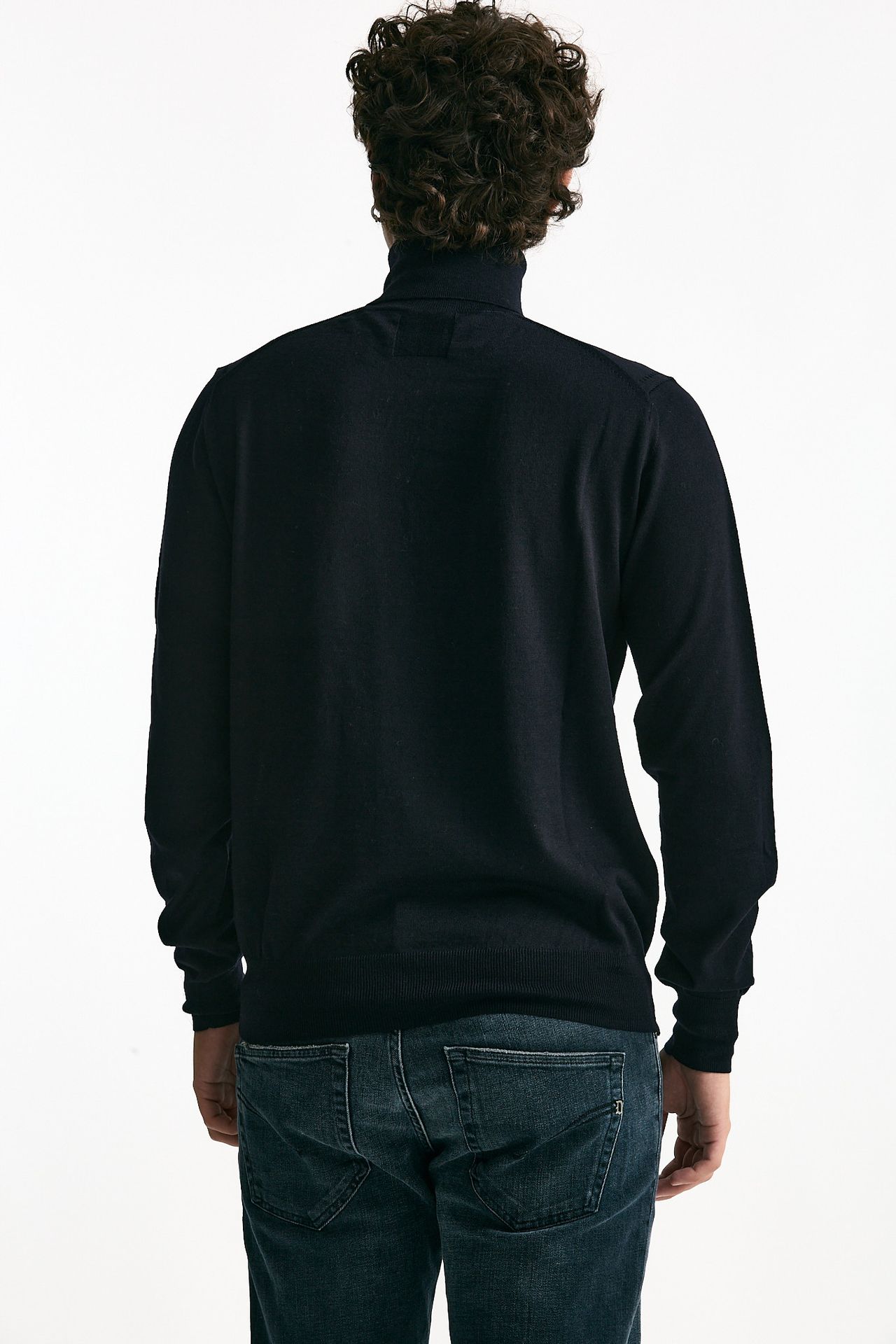 Dolcevita in lana rasata blu uomo Hosio - 3