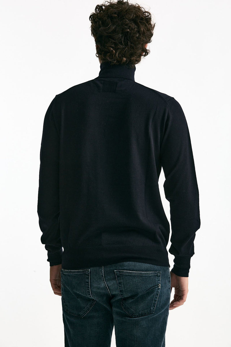 Dolcevita in lana rasata blu uomo Hosio - 3