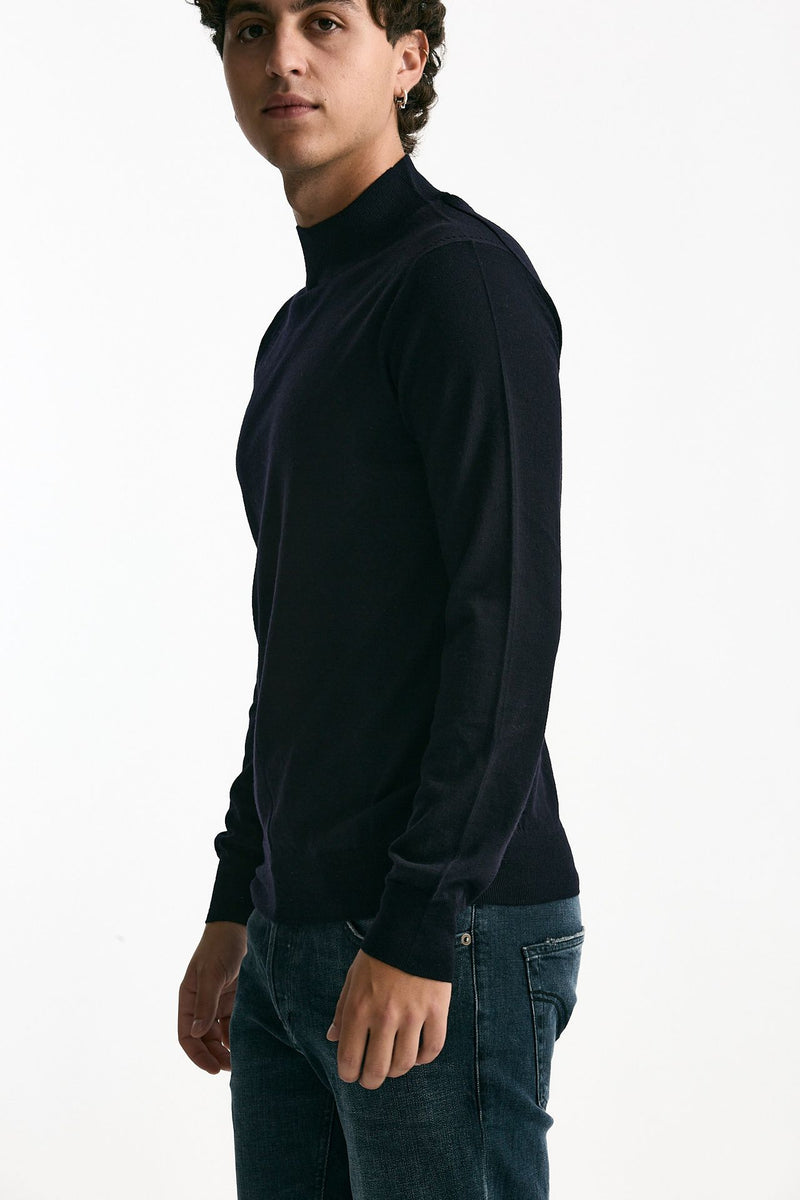 Lupetto in lana rasata blu uomo Hosio - 1