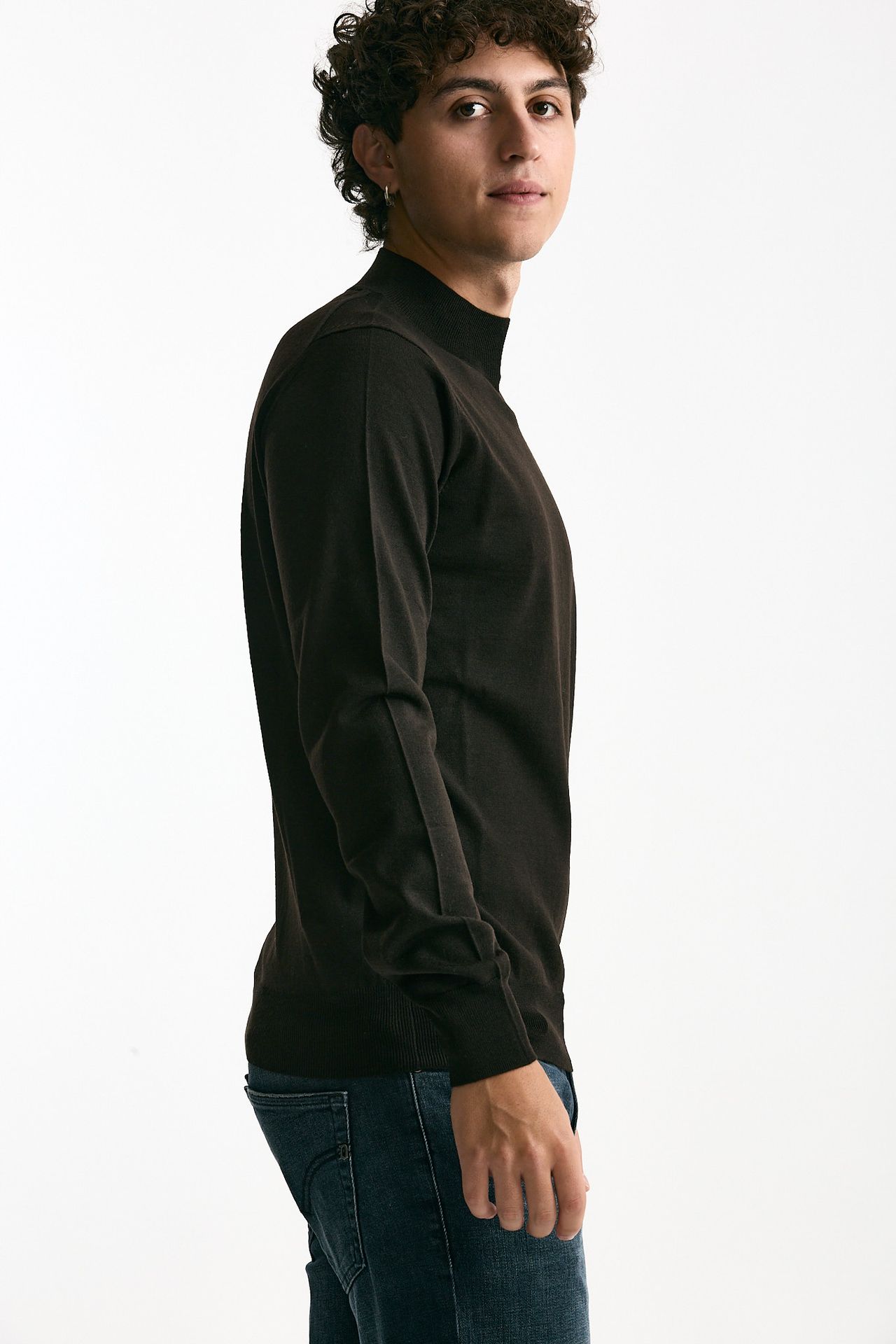 Lupetto in lana rasata marrone uomo Hosio - 2