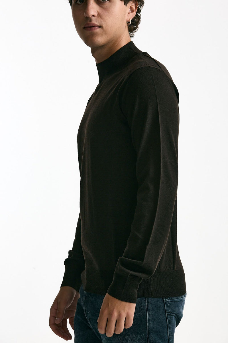 Lupetto in lana rasata marrone uomo Hosio - 4