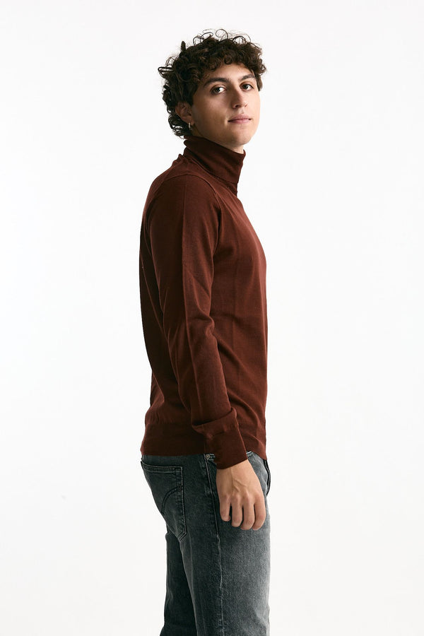 Dolcevita in lana rasata mattone uomo Hosio