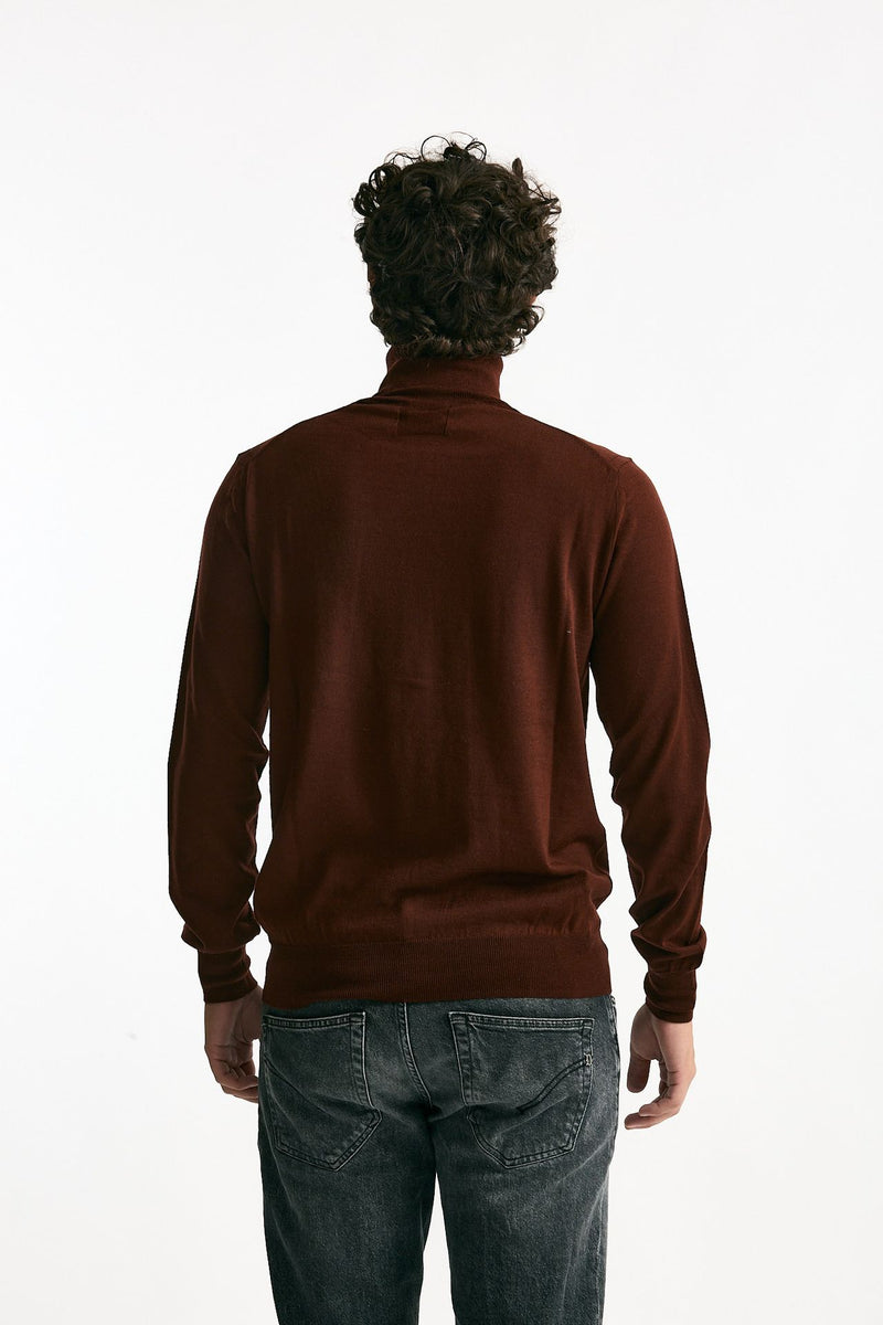 Dolcevita in lana rasata mattone uomo Hosio - 3