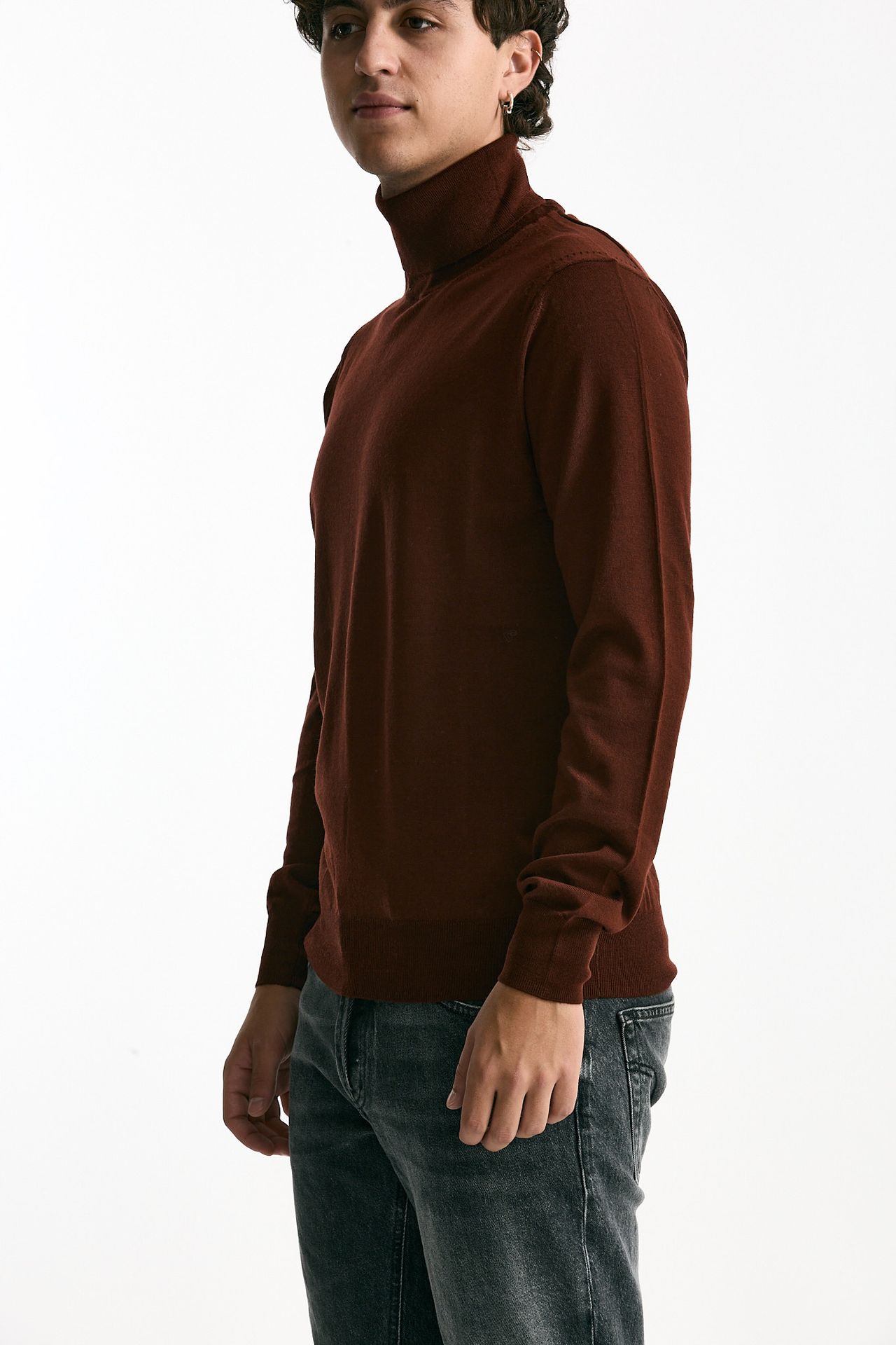 Dolcevita in lana rasata mattone uomo Hosio - 4