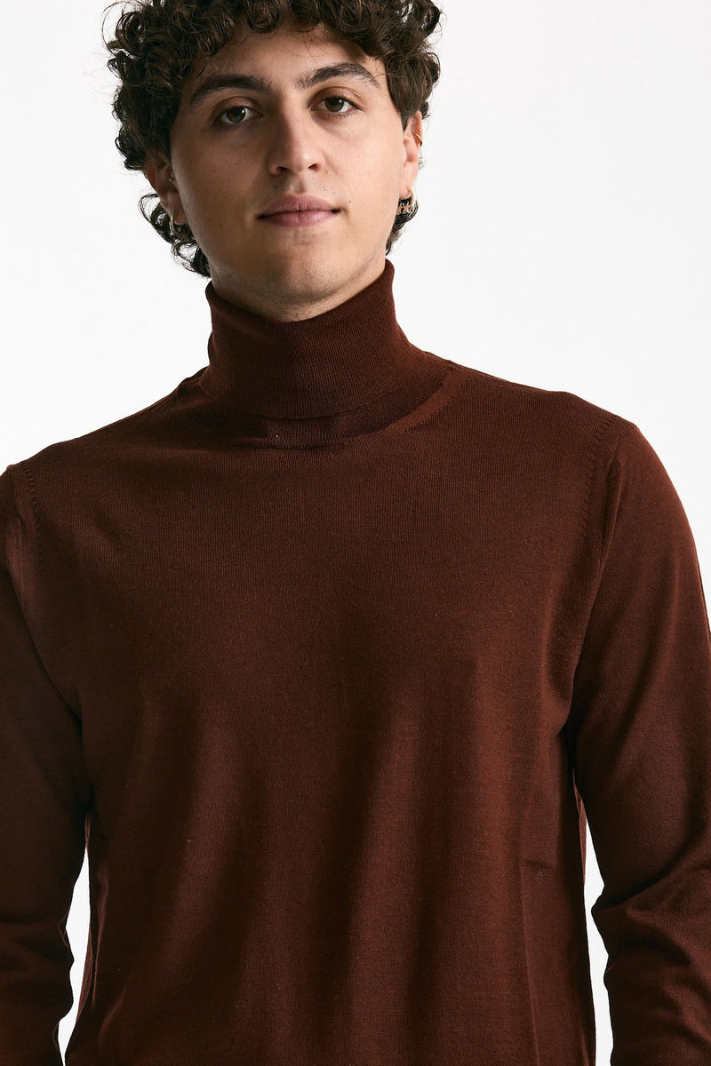 Dolcevita in lana rasata mattone uomo Hosio - 5