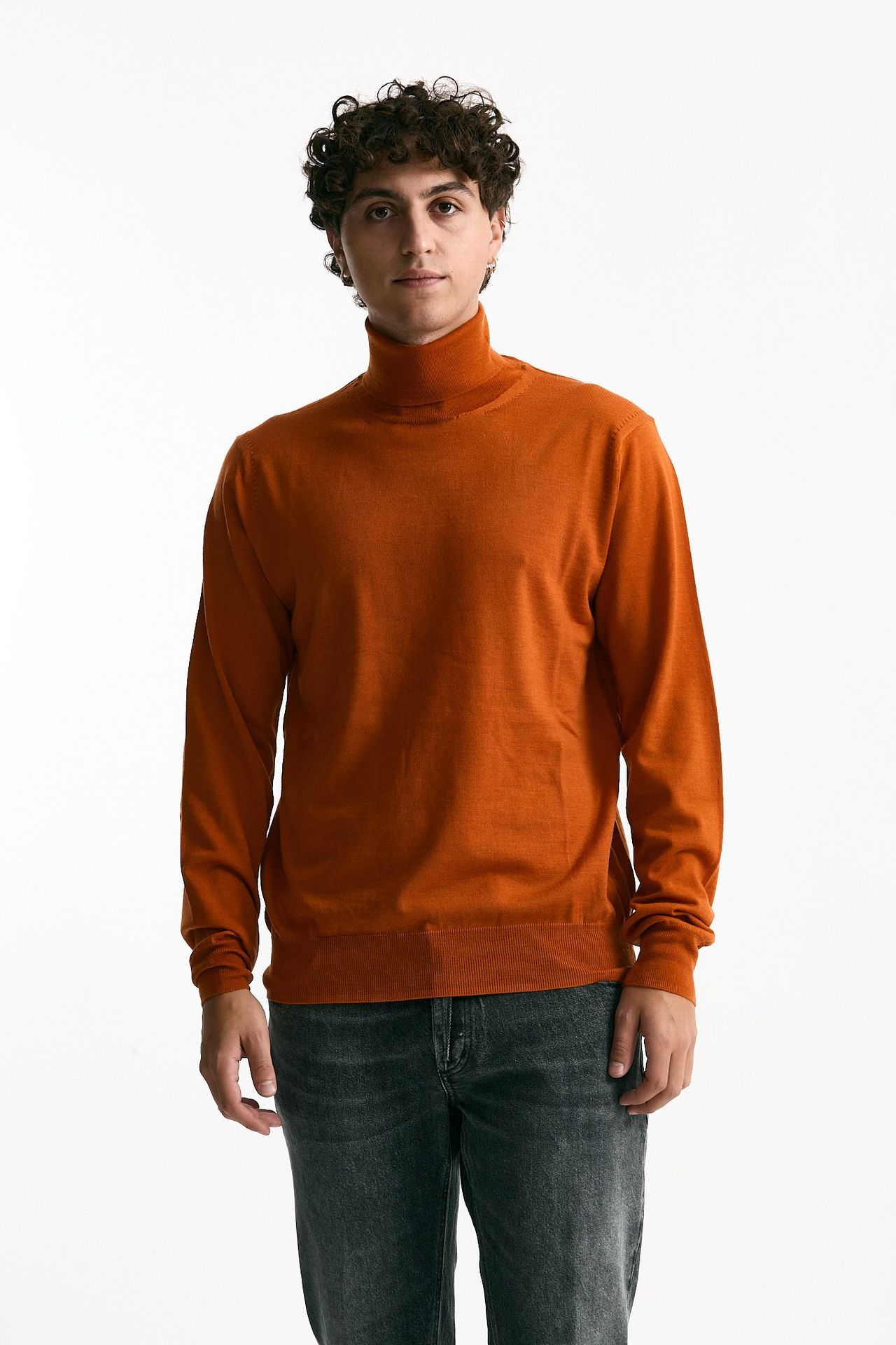 Dolcevita in lana rasata arancio uomo Hosio - 1