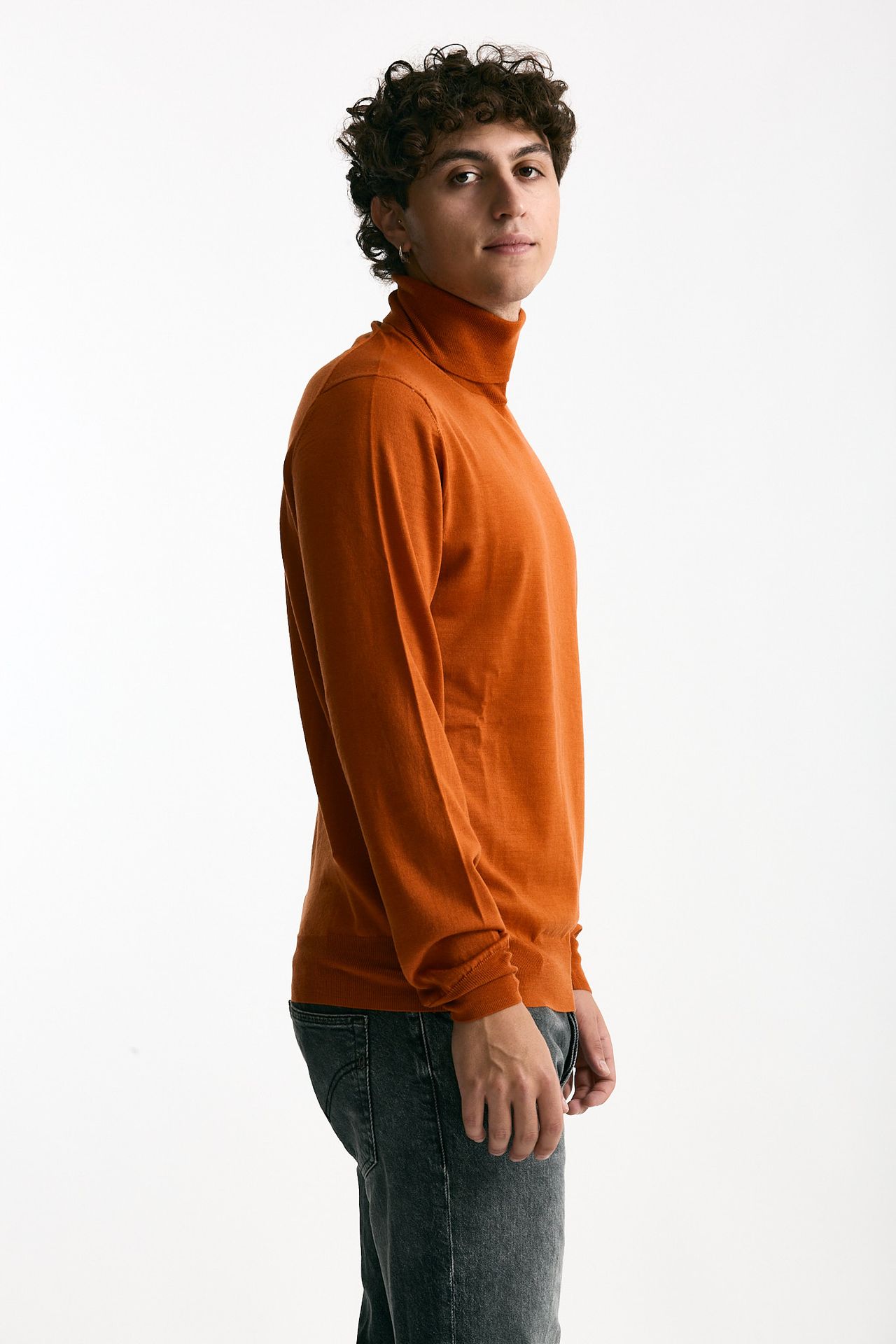 Dolcevita in lana rasata arancio uomo Hosio - 2