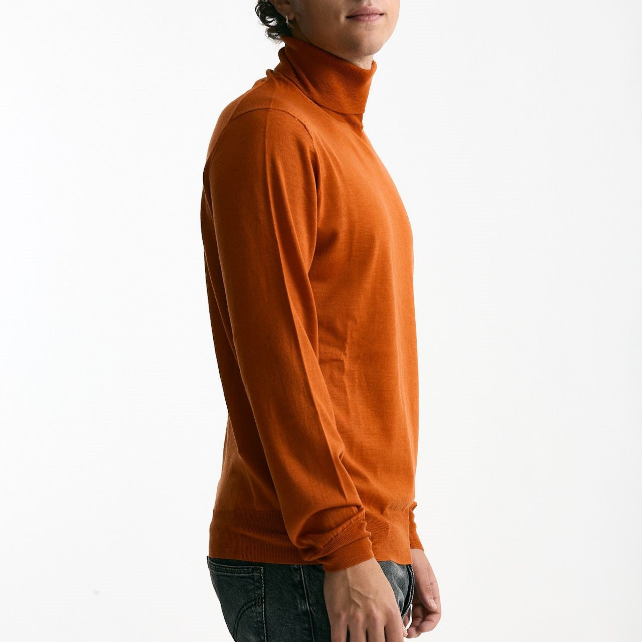 Dolcevita in lana rasata arancio uomo Hosio - 6