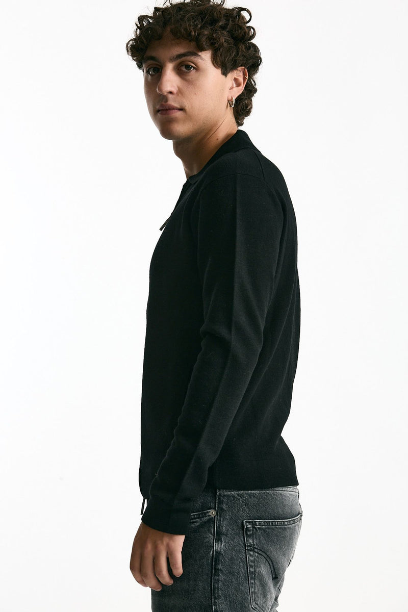 Maglia in lana nero Full zip uomo Hosio - 4