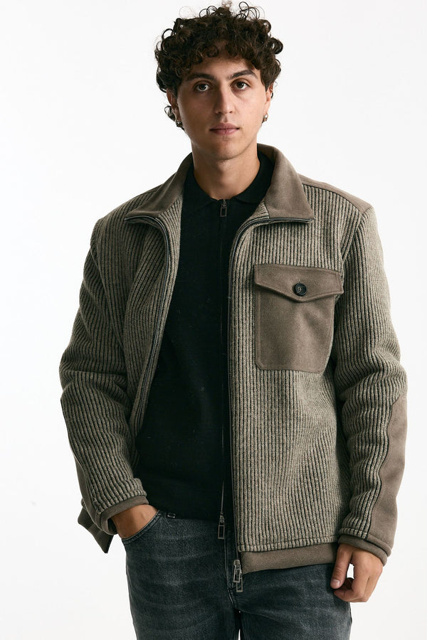 Giubbino bimateriale tortora uomo Hosio