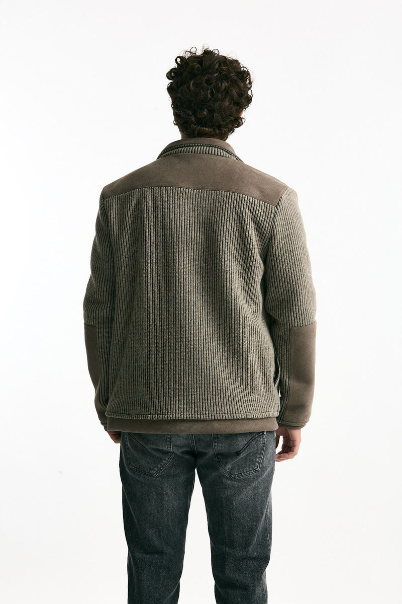 Giubbino bimateriale tortora uomo Hosio - 3