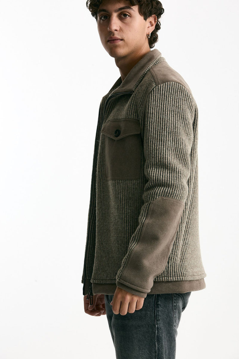 Giubbino bimateriale tortora uomo Hosio - 4