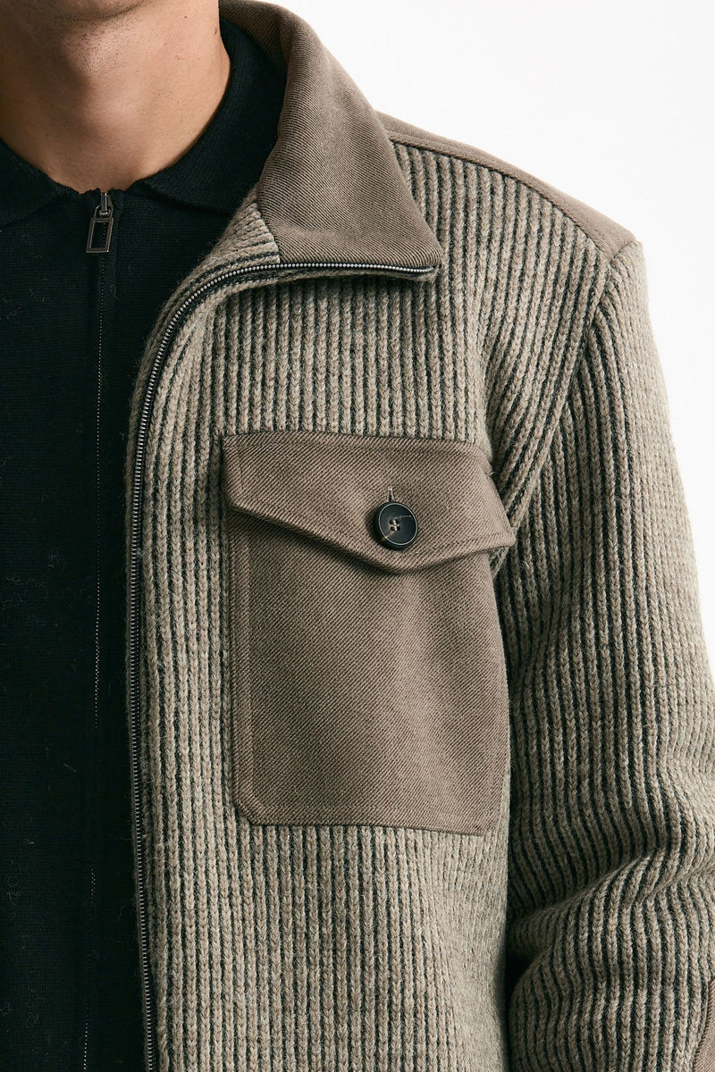 Giubbino bimateriale tortora uomo Hosio - 5