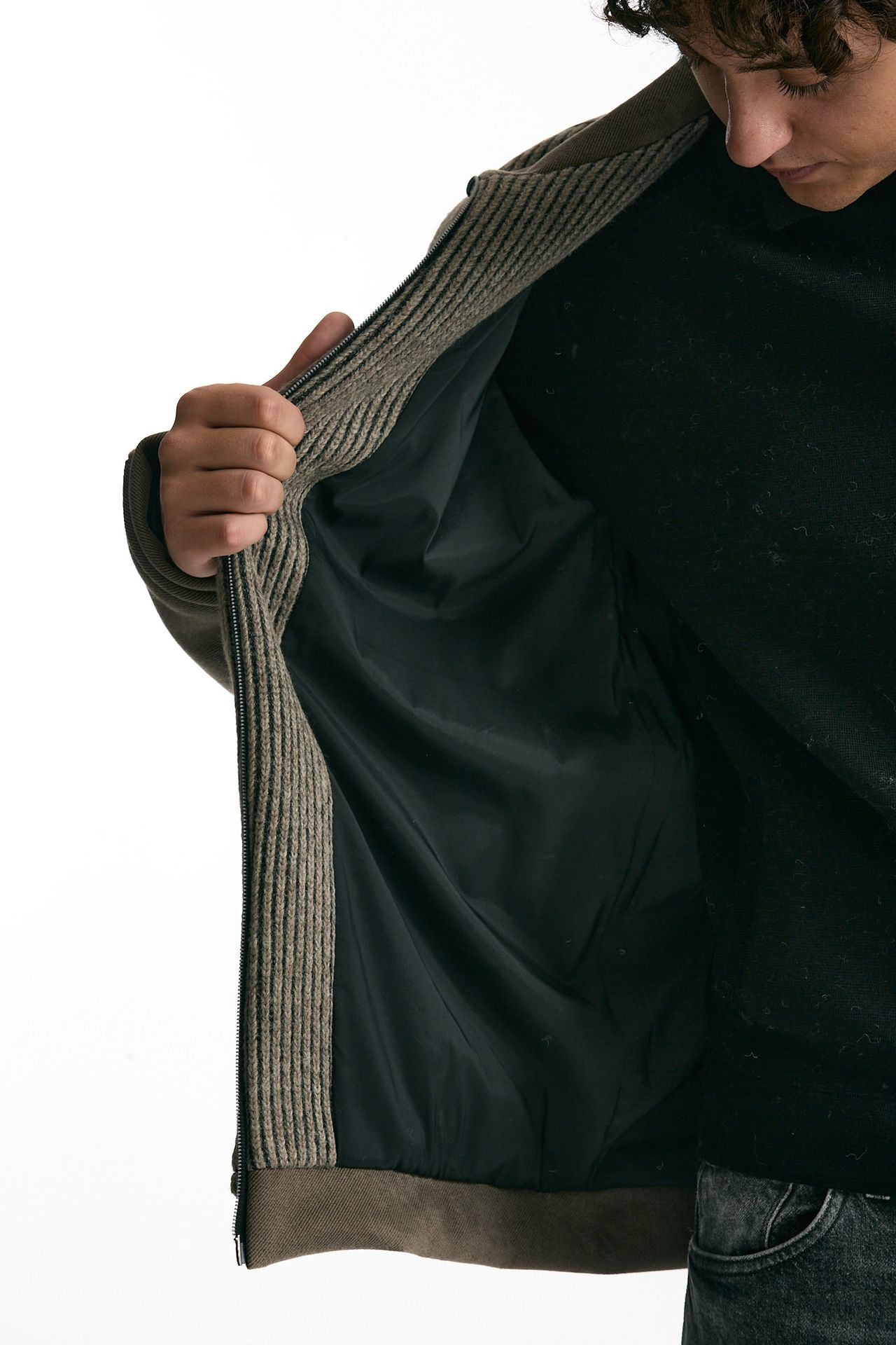 Giubbino bimateriale tortora uomo Hosio - 6