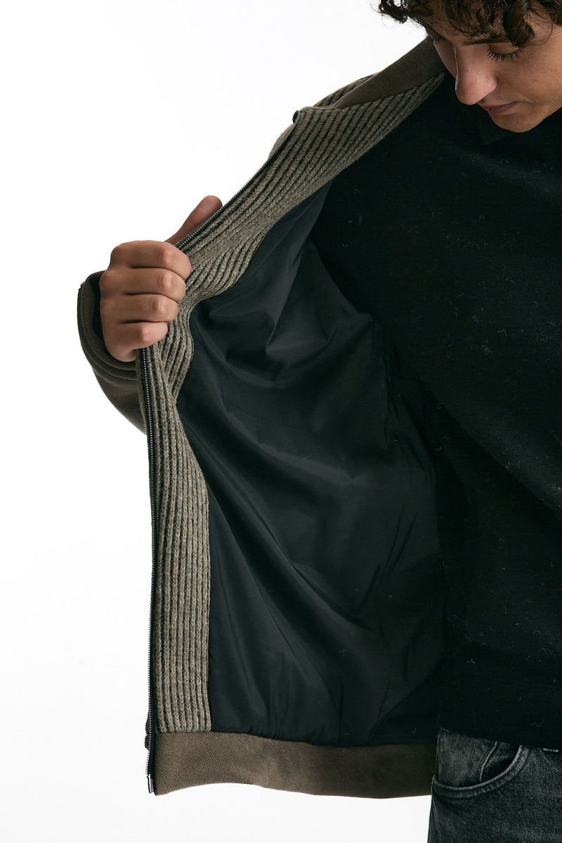 Giubbino bimateriale tortora uomo Hosio - 6