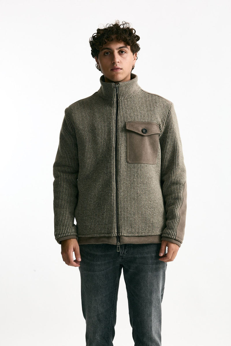 Giubbino bimateriale tortora uomo Hosio - 7