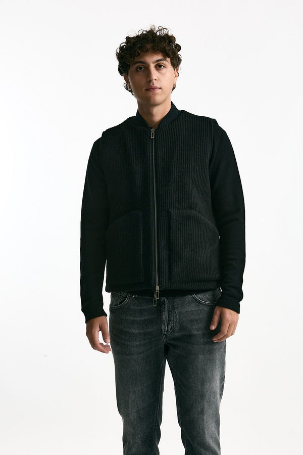 Gilet full zip nero uomo Hosio