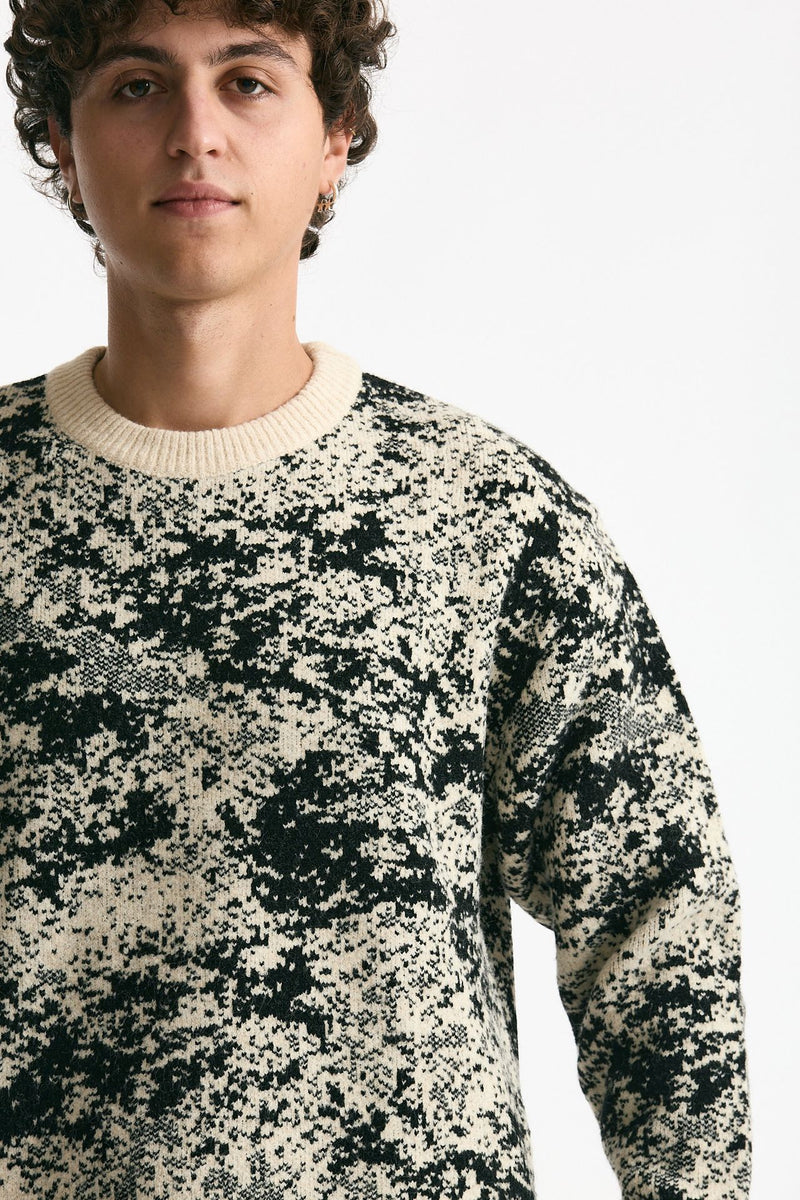 Maglia misto lana fantasia nero uomo Hosio - 5