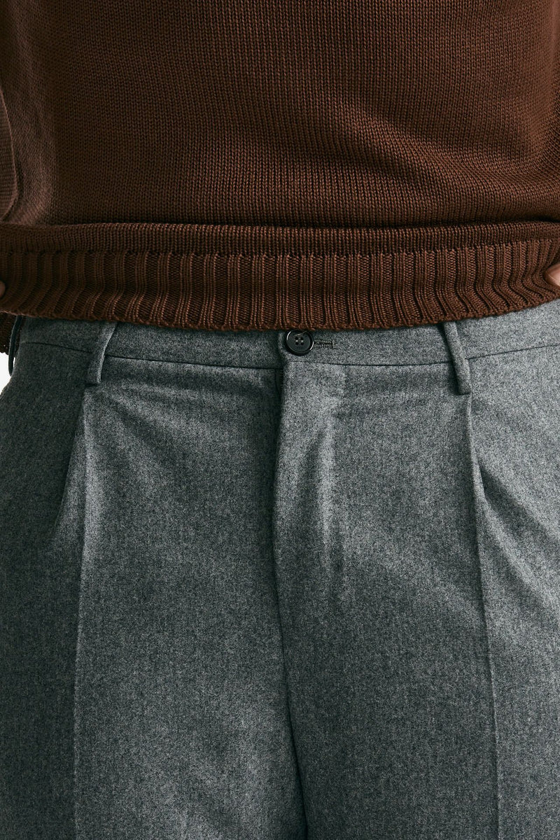 Pantalone in flanella di lana grigio uomo Incotex - 5