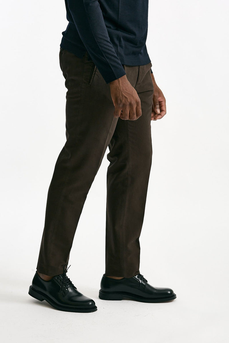 Pantalone in cotone stretch marrone uomo Incotex - 4