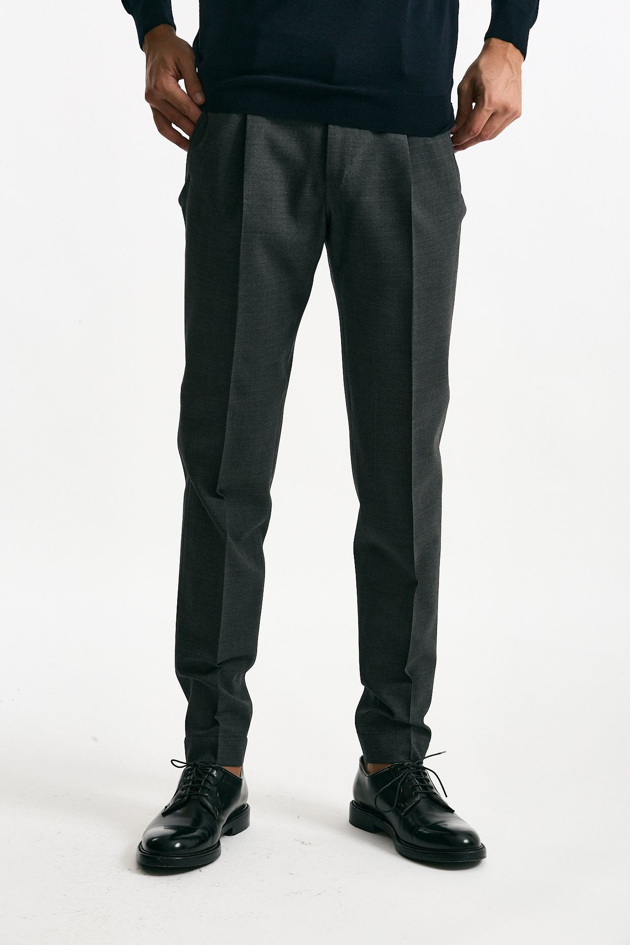 Pantalone in lana stretch grigio uomo Incotex - 2