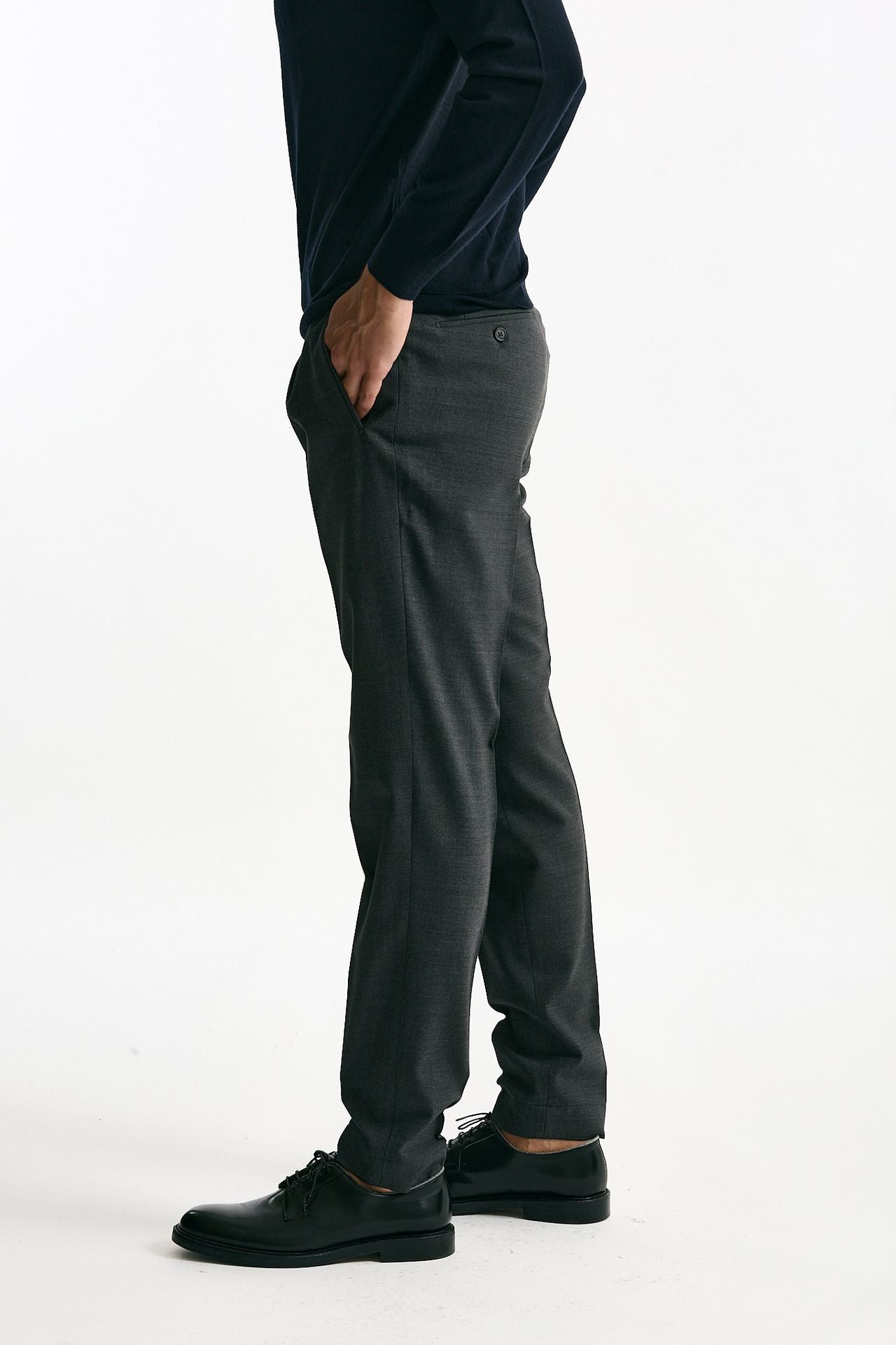 Pantalone in lana stretch grigio uomo Incotex - 3