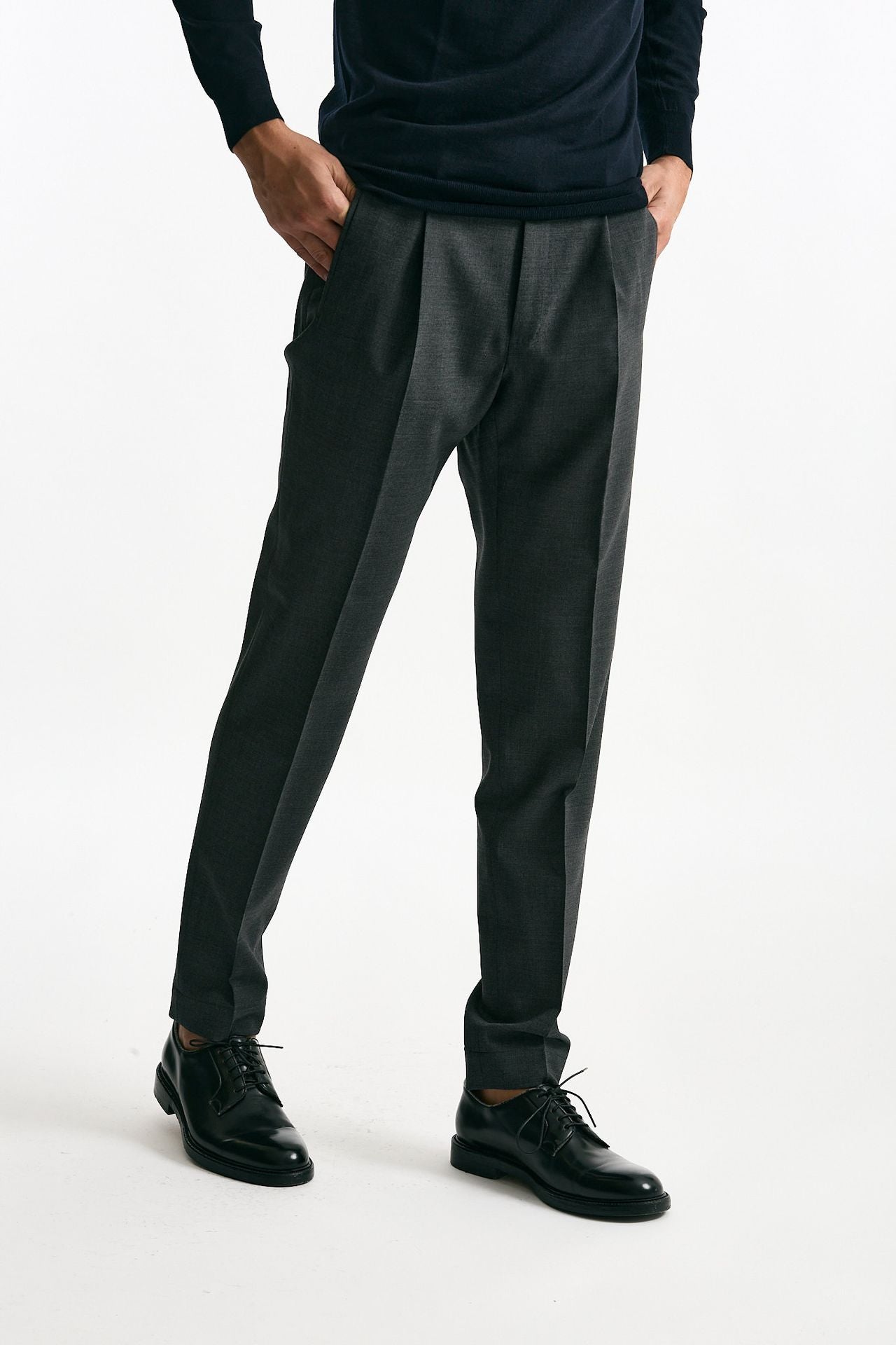 Pantalone in lana stretch grigio uomo Incotex - 1