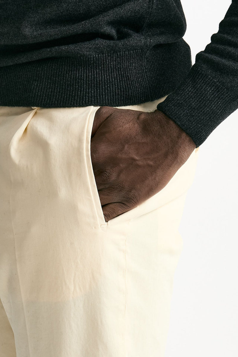 Pantalone in cotone stretch panna uomo Incotex - 6