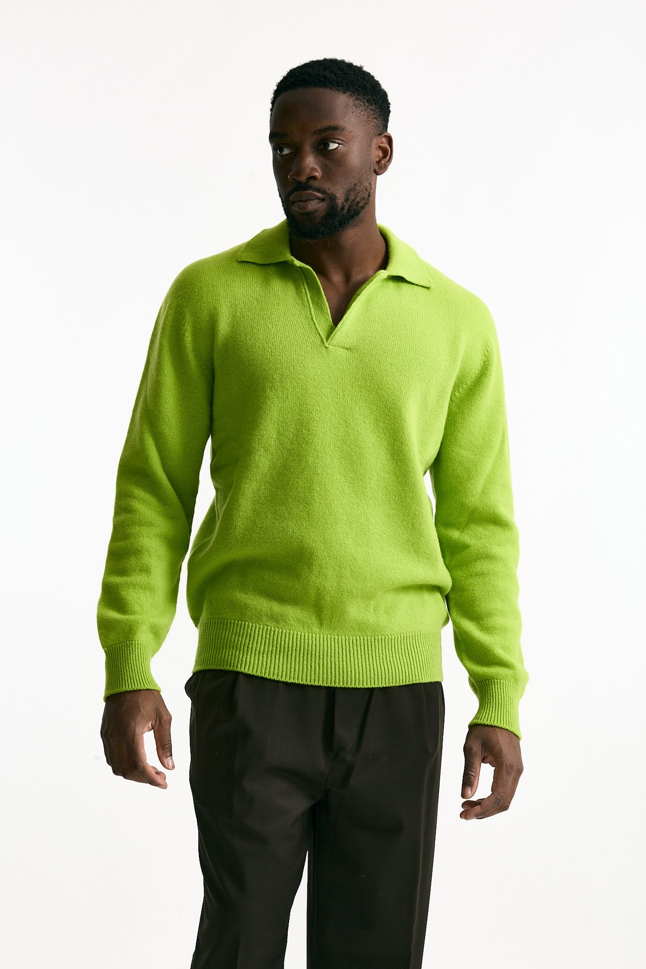 Polo lana e cashmere verde acido uomo Laneus - 1