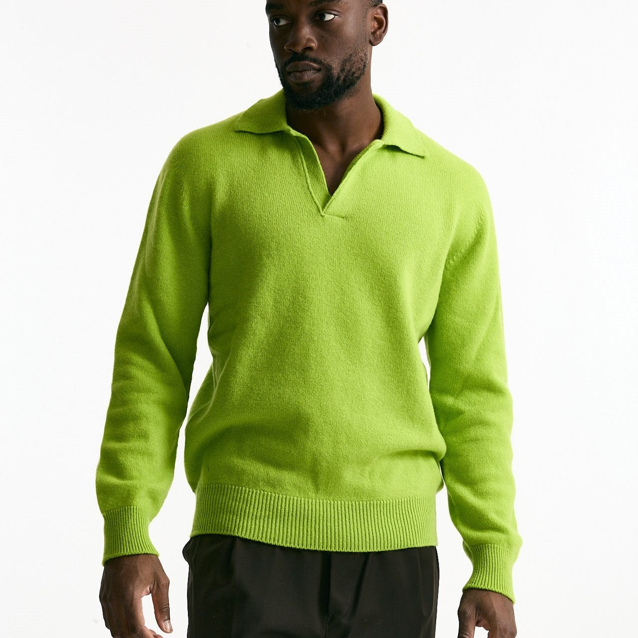 Polo lana e cashmere verde acido uomo Laneus - 7