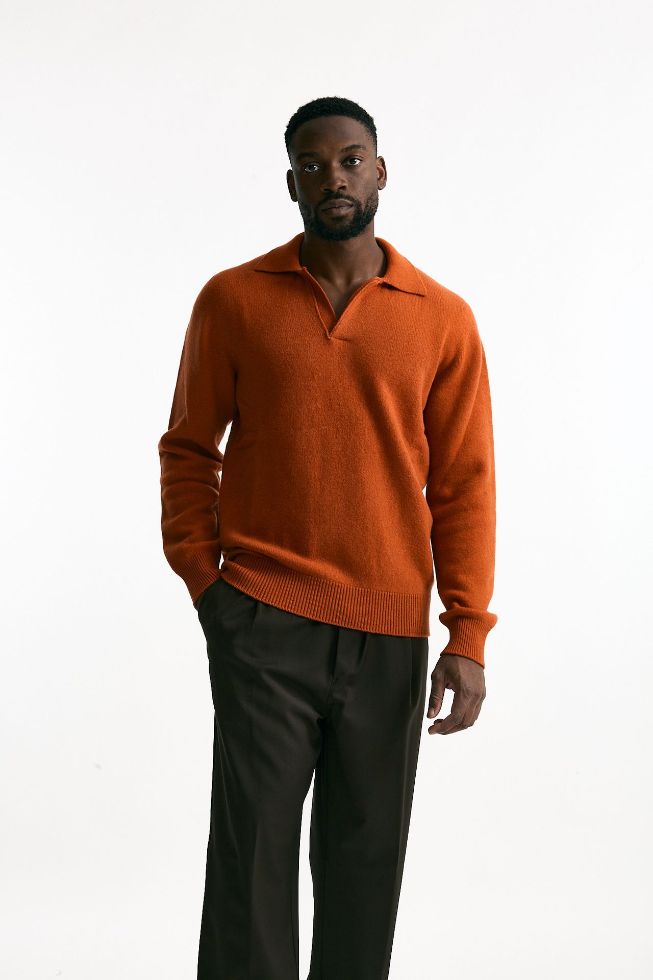 Polo lana e cashmere arancio uomo Laneus - 1