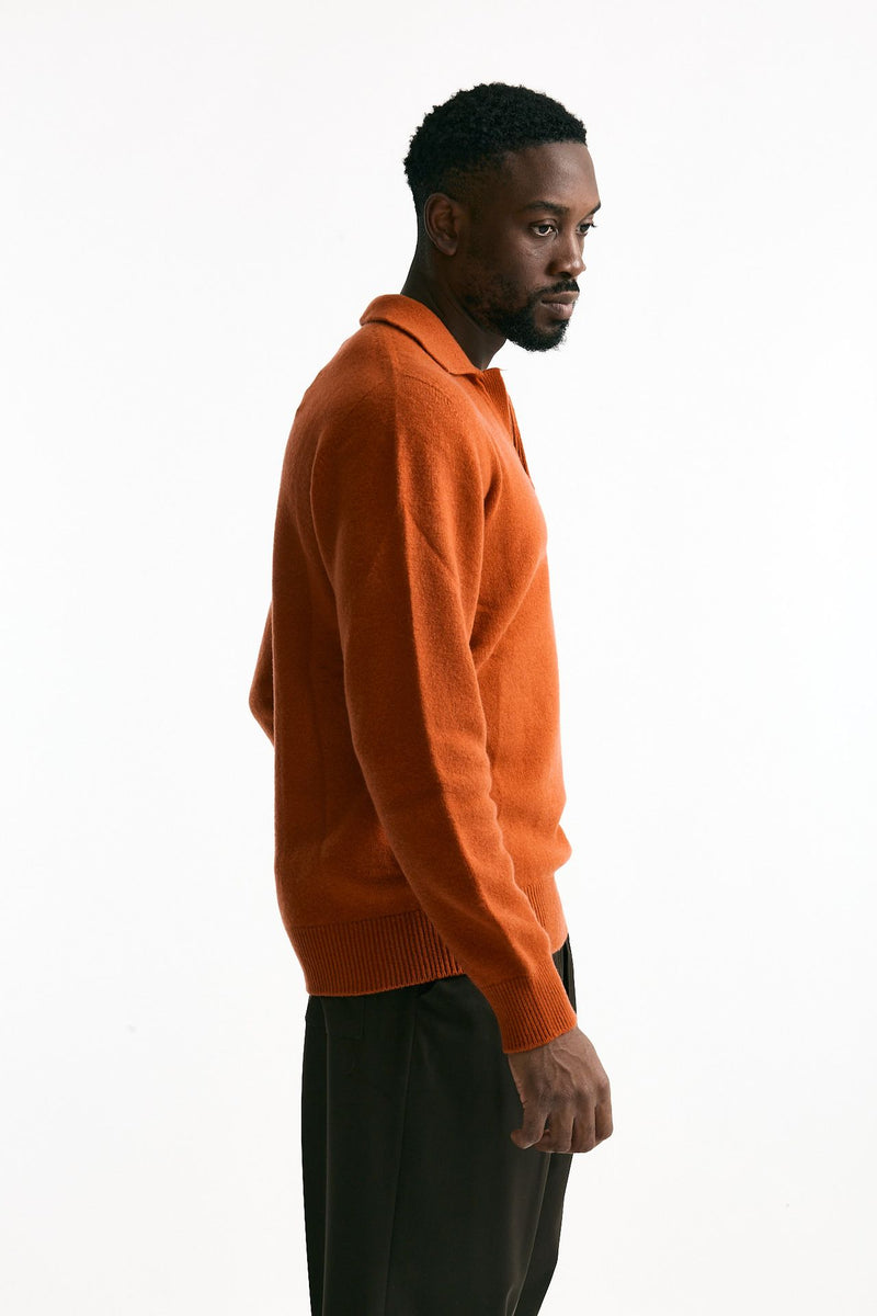 Polo lana e cashmere arancio uomo Laneus - 4