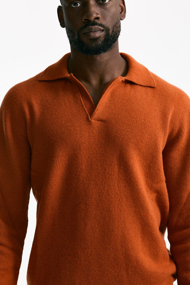 Polo lana e cashmere arancio uomo Laneus - 5