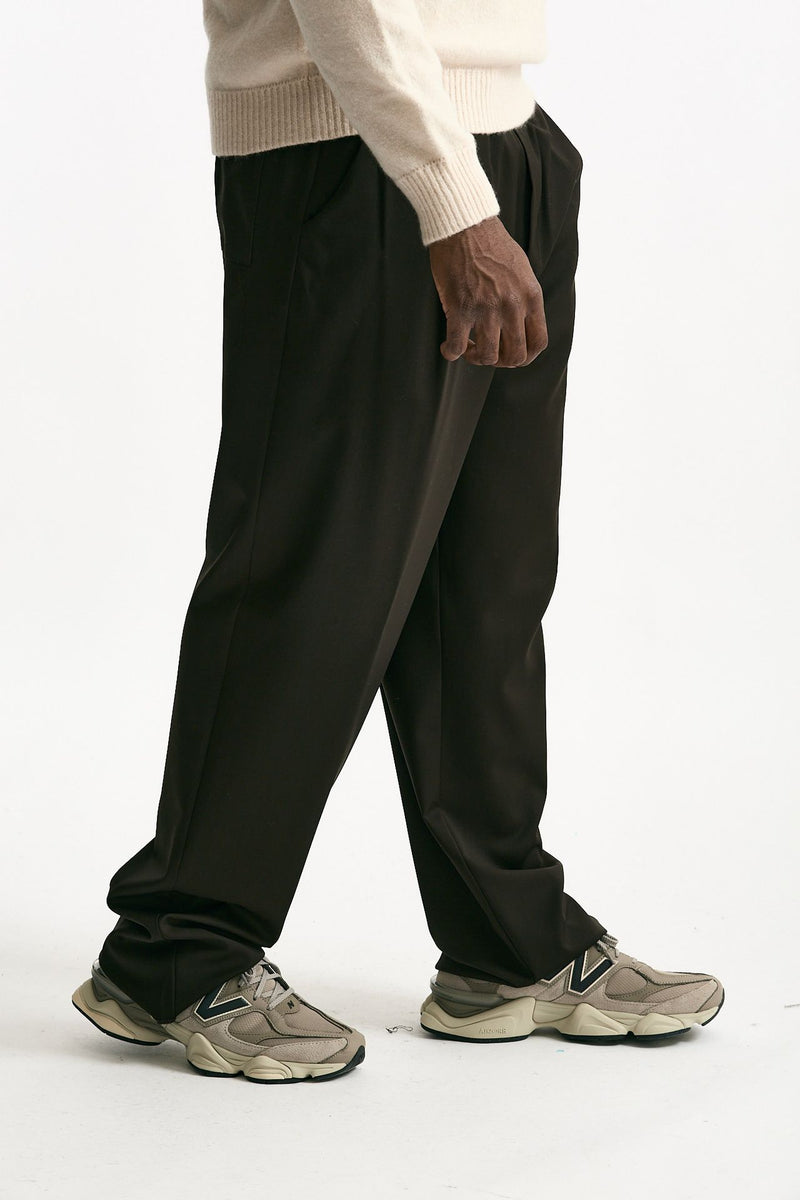 Pantalone ampio in lana ferma marrone uomo Laneus - 3