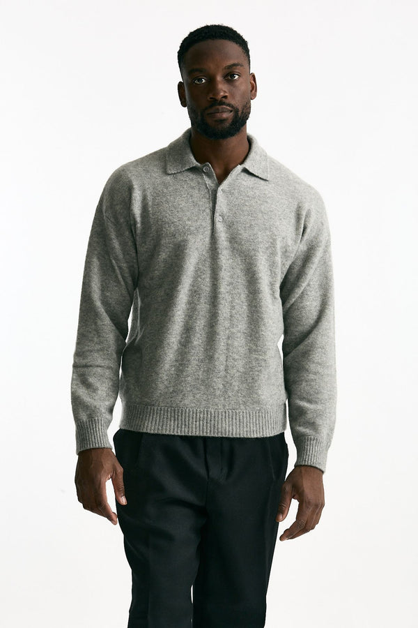 Polo cashmere grigio uomo Laneus