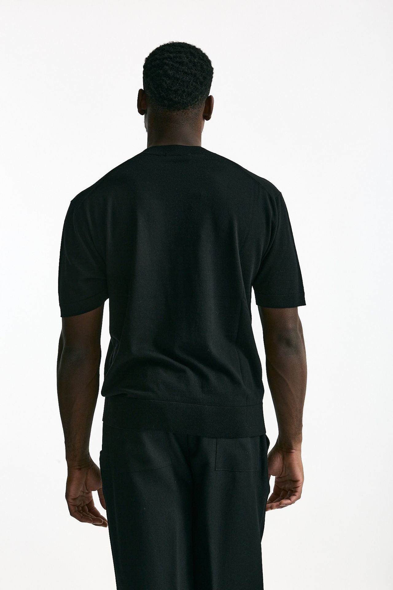 T-shirt lana e cashmere nero uomo Laneus - 3