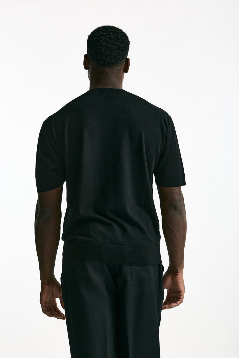 T-shirt lana e cashmere nero uomo Laneus - 3