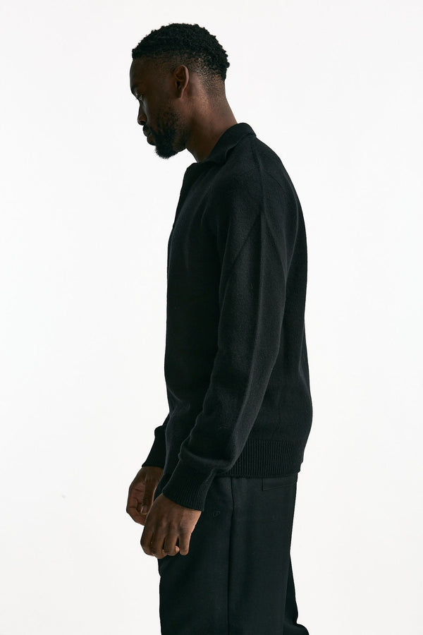 Polo lana e cashmere nero uomo Laneus