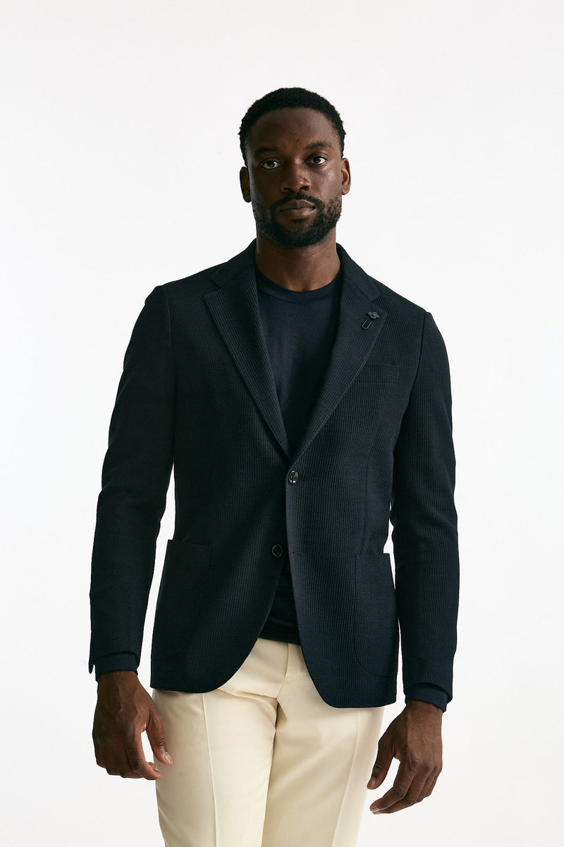 Giacca monopetto blu lana cotone uomo Lardini - 7