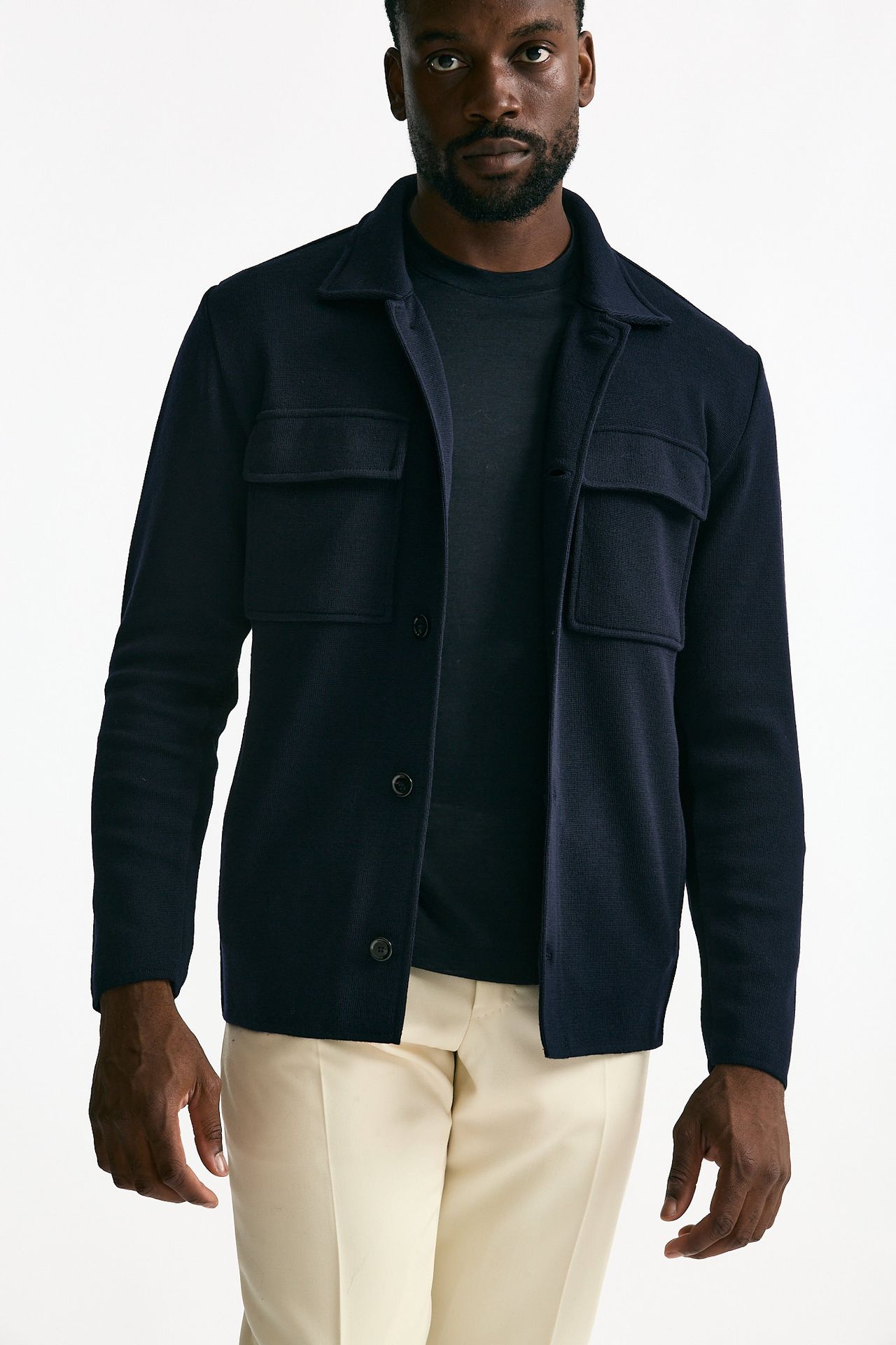 Overshirt in lana blu uomo Lardini - 5