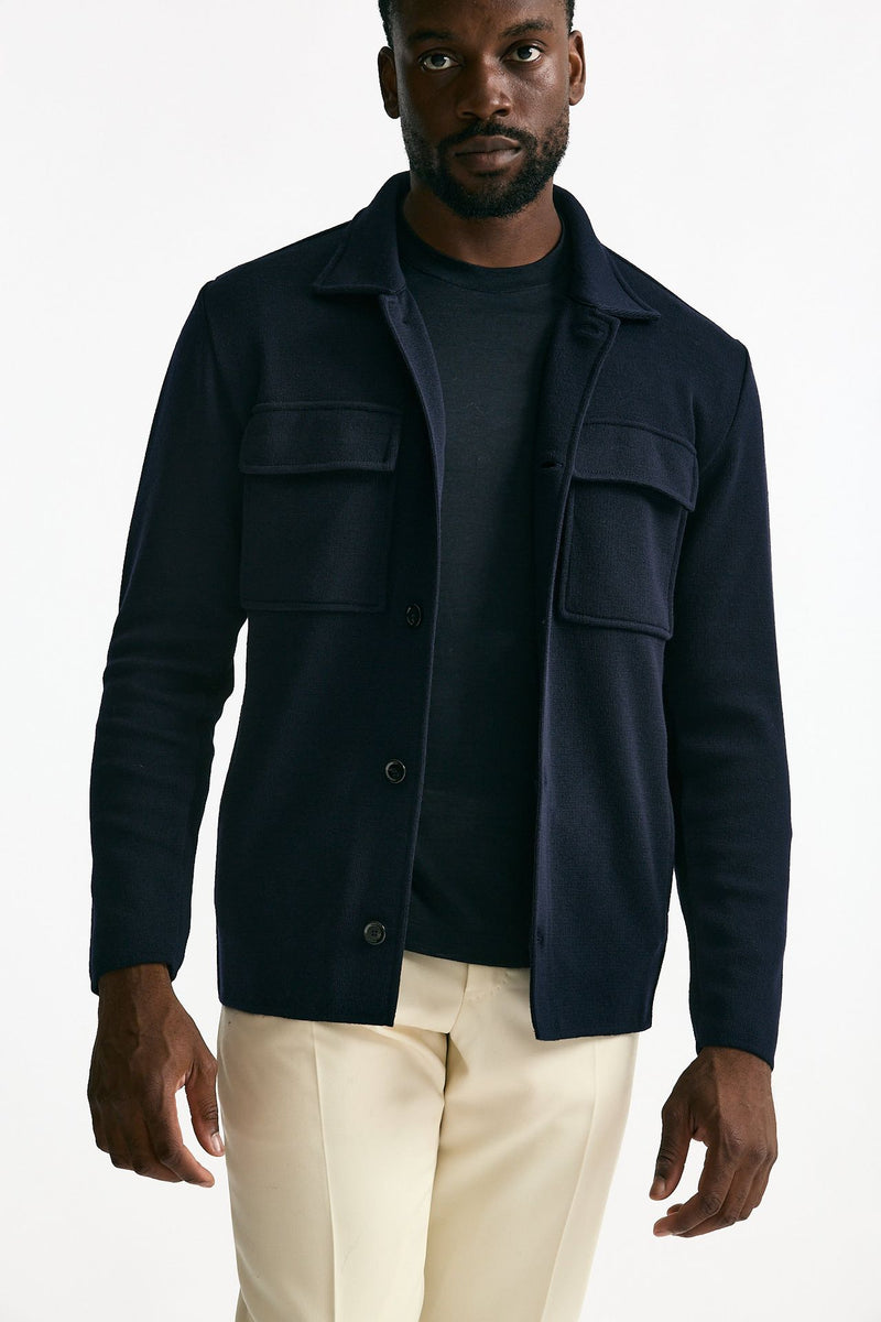 Overshirt in lana blu uomo Lardini - 5