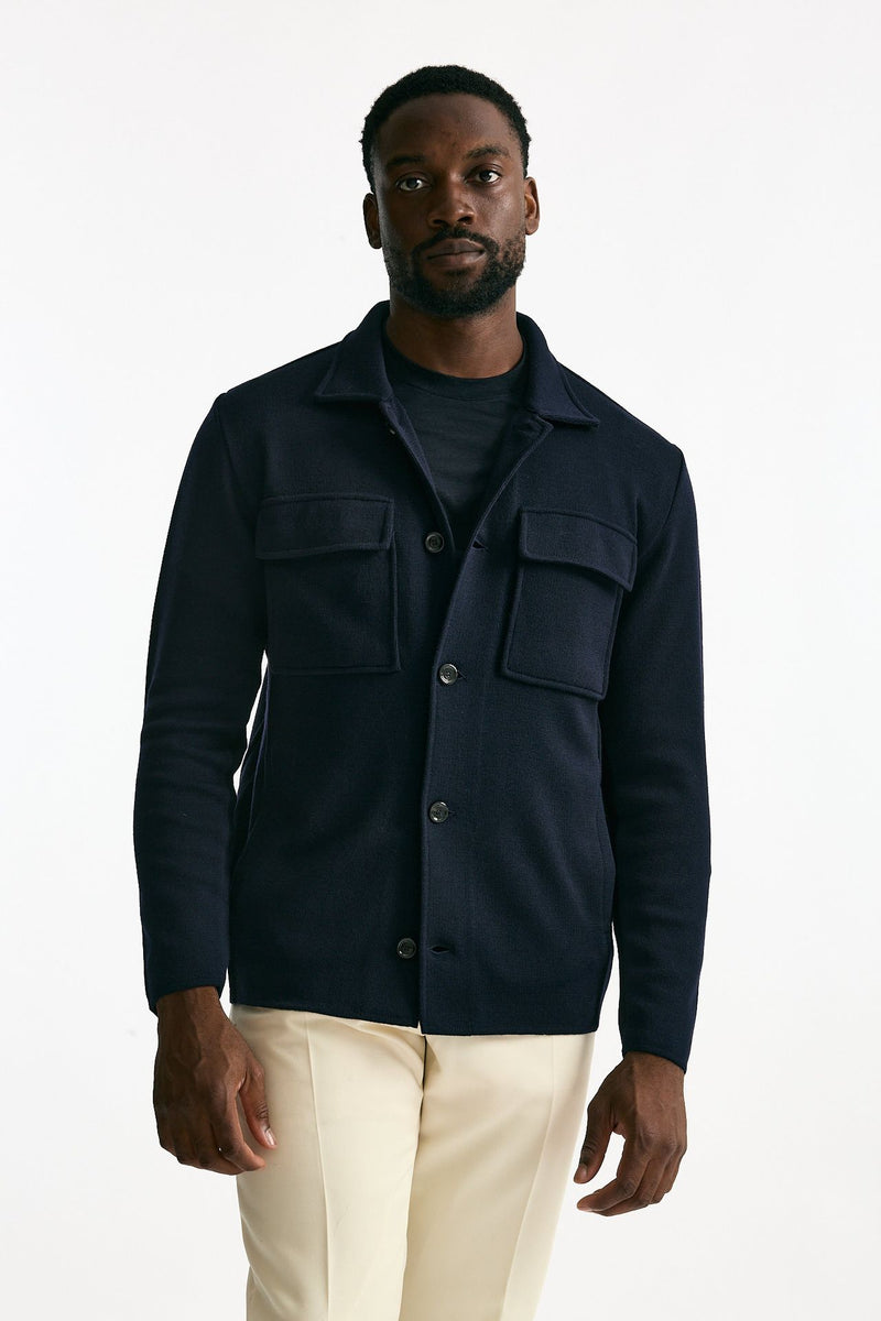 Overshirt in lana blu uomo Lardini - 1