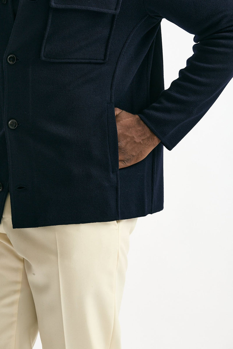 Overshirt in lana blu uomo Lardini - 7