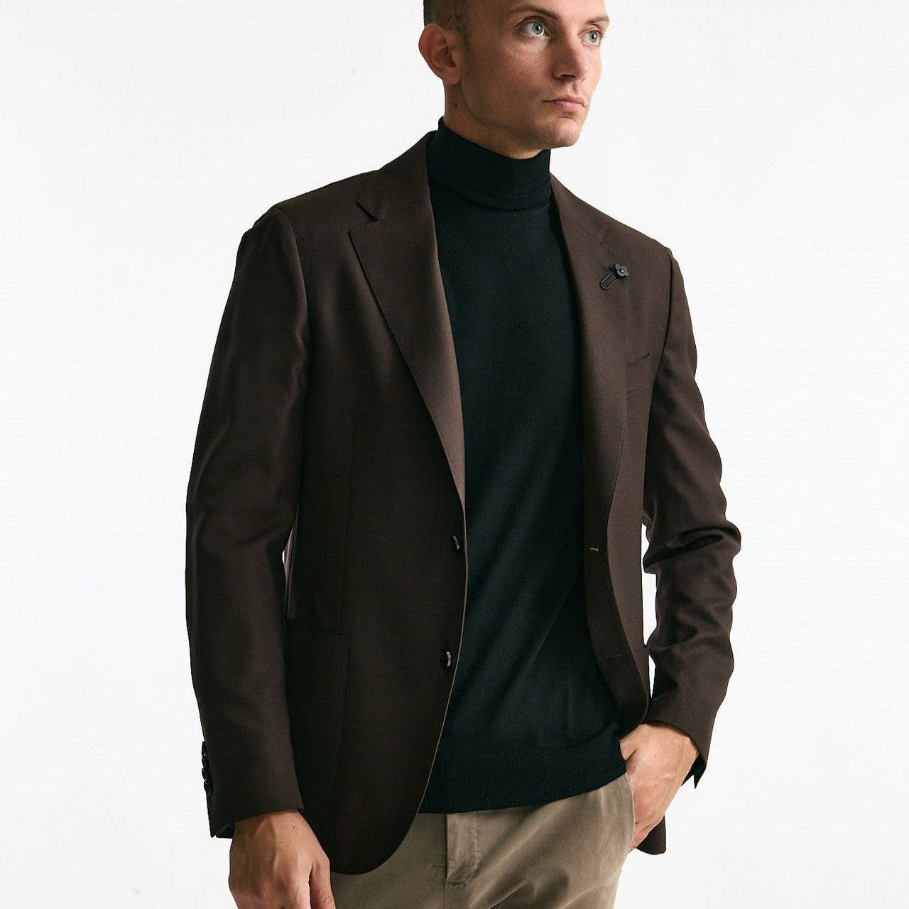 Giacca monopetto marrone lana e seta uomo Lardini - 7