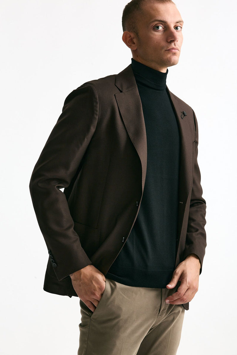Giacca monopetto marrone lana e seta uomo Lardini - 4