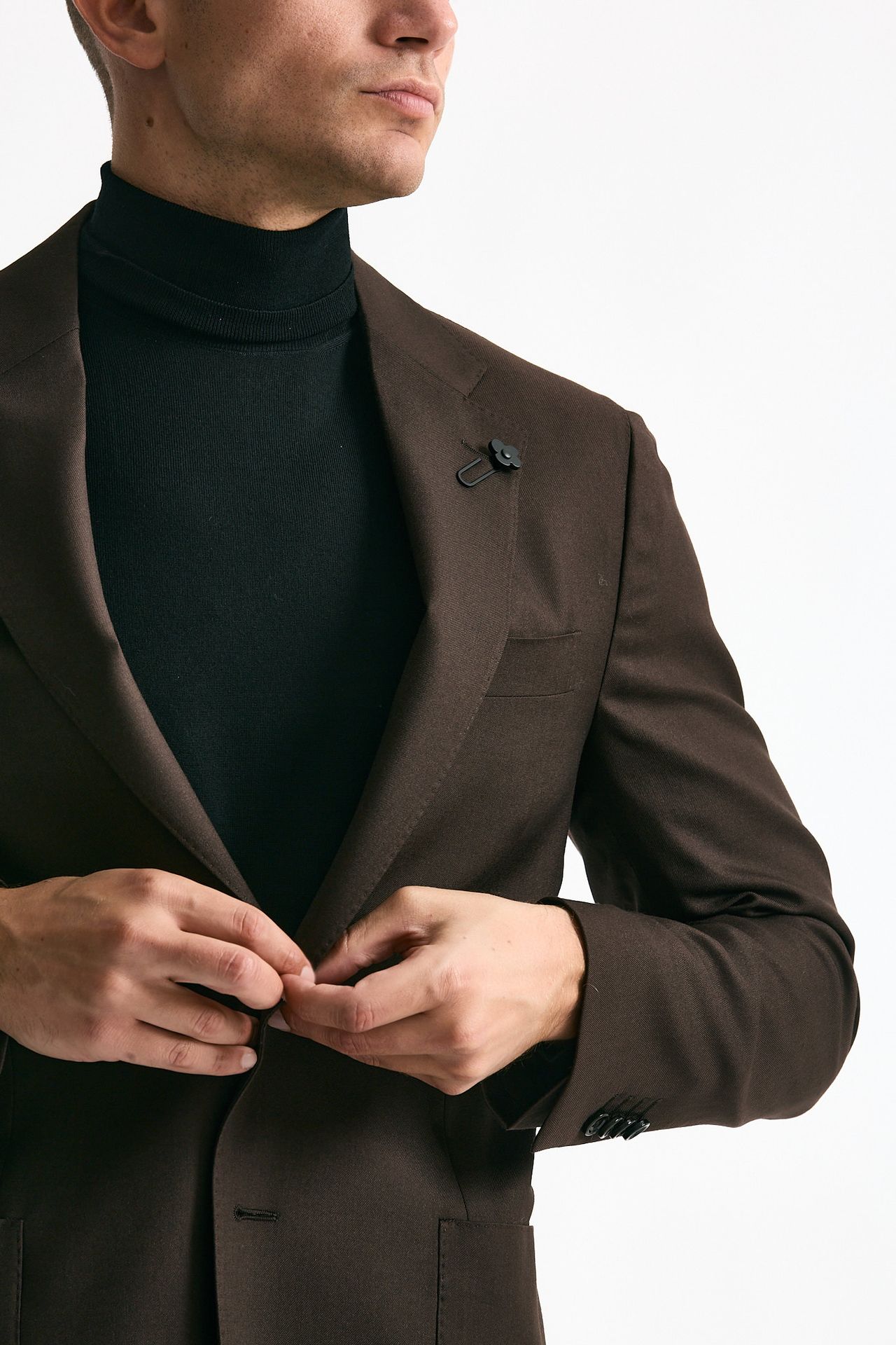 Giacca monopetto marrone lana e seta uomo Lardini - 5