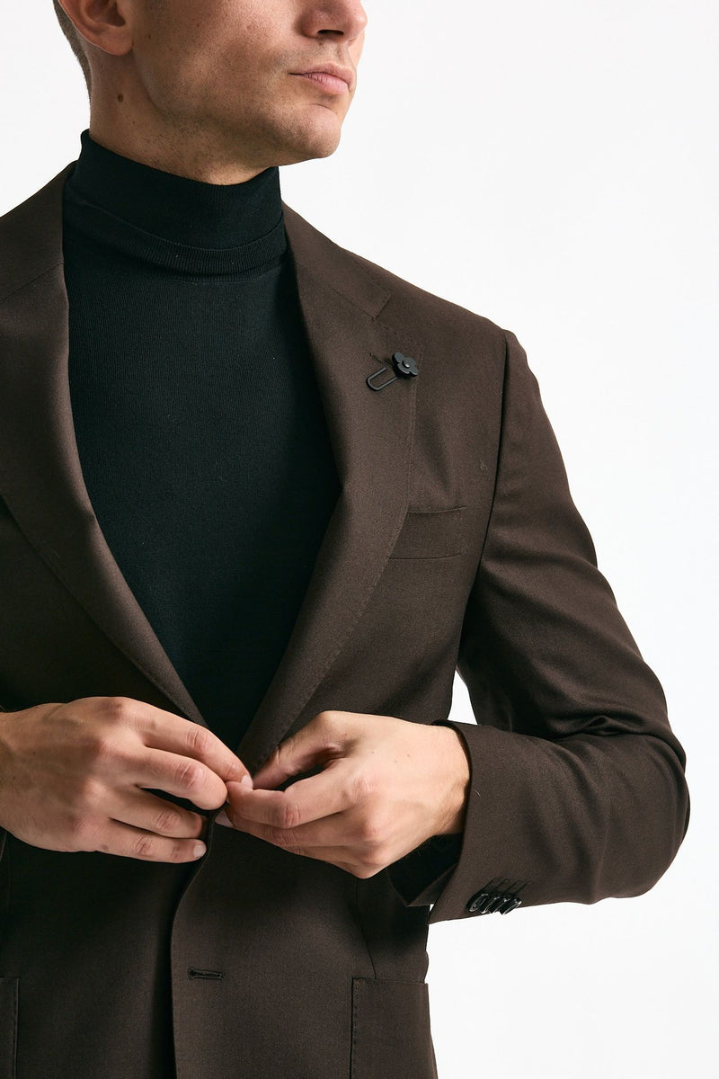 Giacca monopetto marrone lana e seta uomo Lardini - 5