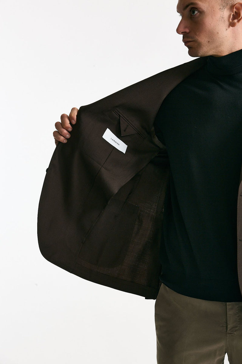 Giacca monopetto marrone lana e seta uomo Lardini - 6