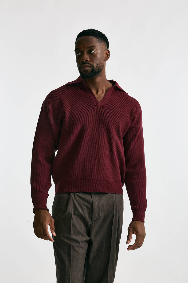 Maglia Polo scollo a V bordeaux uomo Marsēm - 2