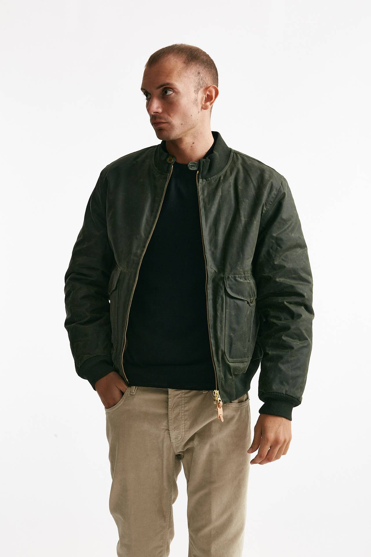 bomber new bomber in cotone cerato verde uomo Manifattura ceccarelli - 1